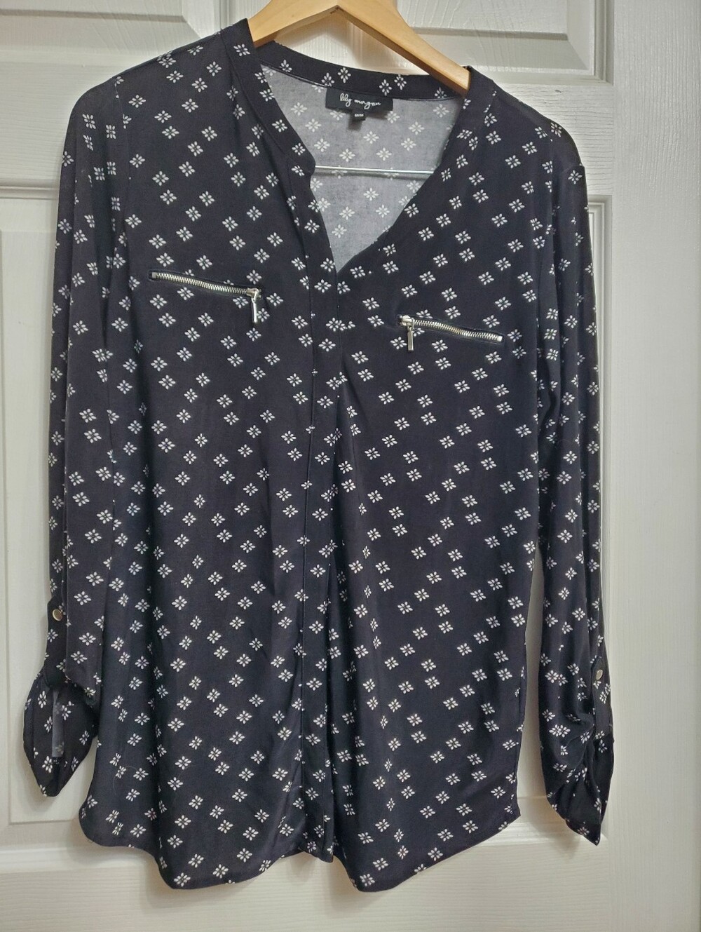 Lily Morgan - Black Patterned Women's Top - SIZE M